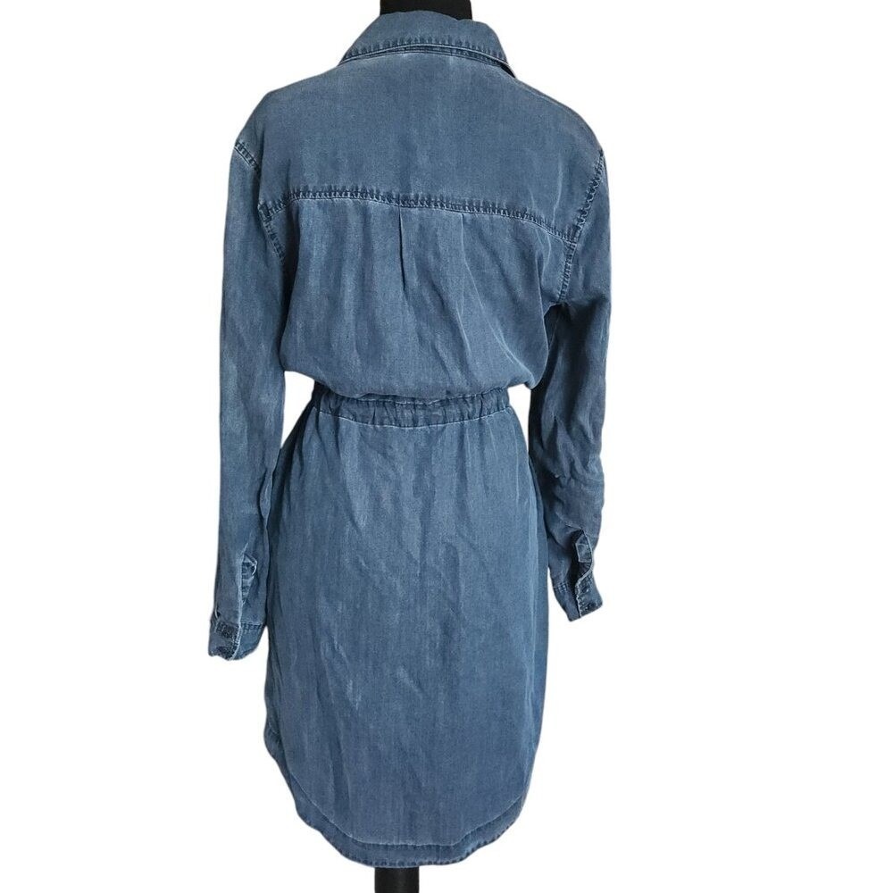 ATHLETA To The Point Chambray Candid Shirtdress Small Tencel Button Down Pockets - Picture 6 of 10